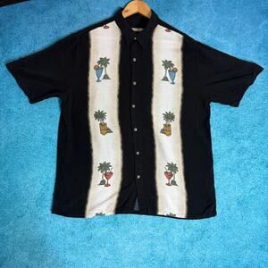 Vintage Batik Bay Tiki Hawaiian Shirt L Single Stitch Rayon Made Indonesia
